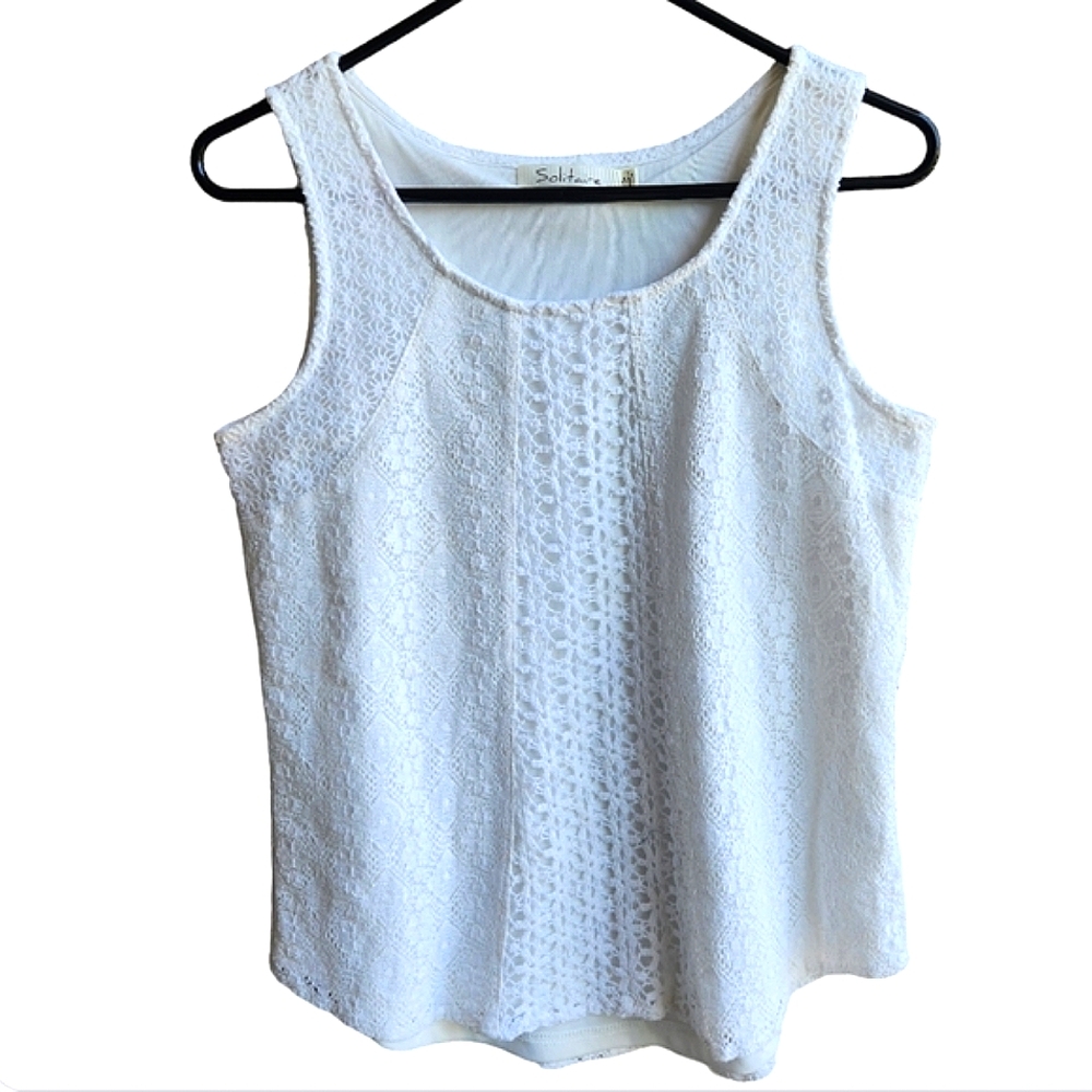 Solitare Crochet Lace Eyelet Cream Tank Small